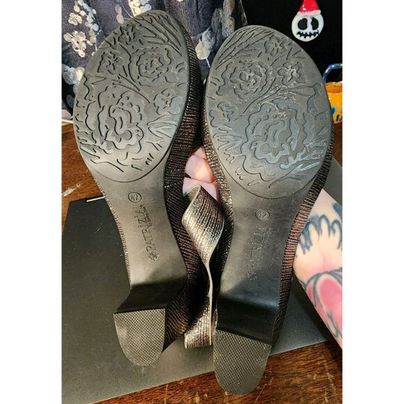 Patrizia By Spring Step Dade Sandals Size 42 US 10.5-11 Pewter Heels Ankle Strap - Picture 9 of 11